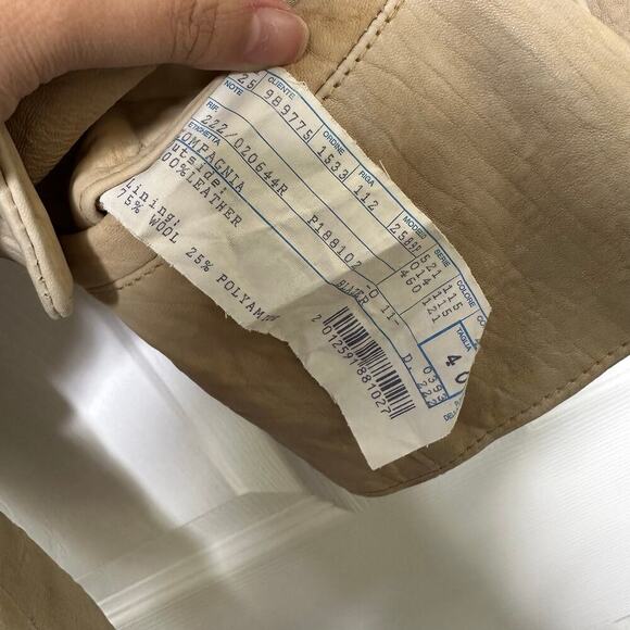 Compagnia Made In Italy Size 40 US 4 100% Leather Jacket Blazer Wool Lined Tweed - Picture 8 of 8